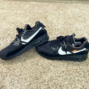 Nike Off-White x Air Max 90 Style #AA7293-001 Black/White/Orange Men’s Sz 12